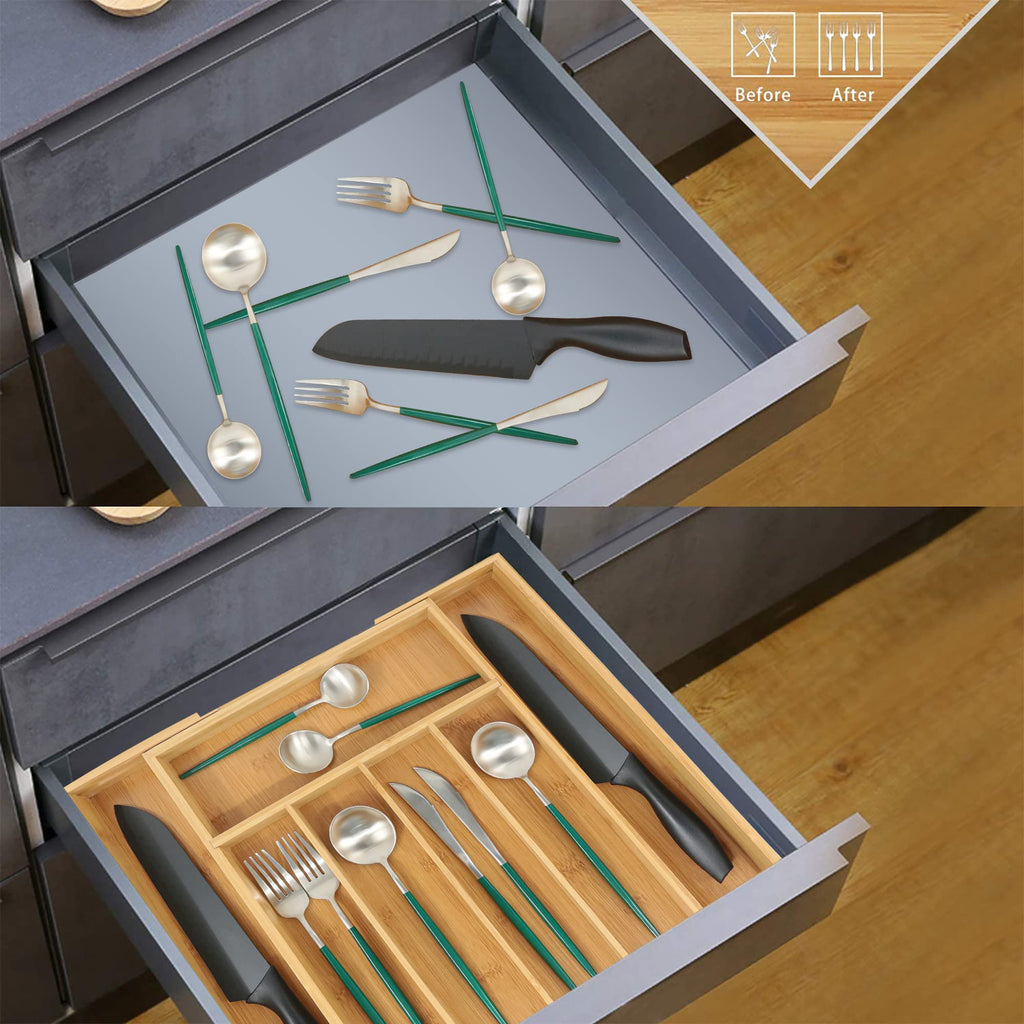Bamboo Expandable Drawer Organizer with Dividers, Brown A18860