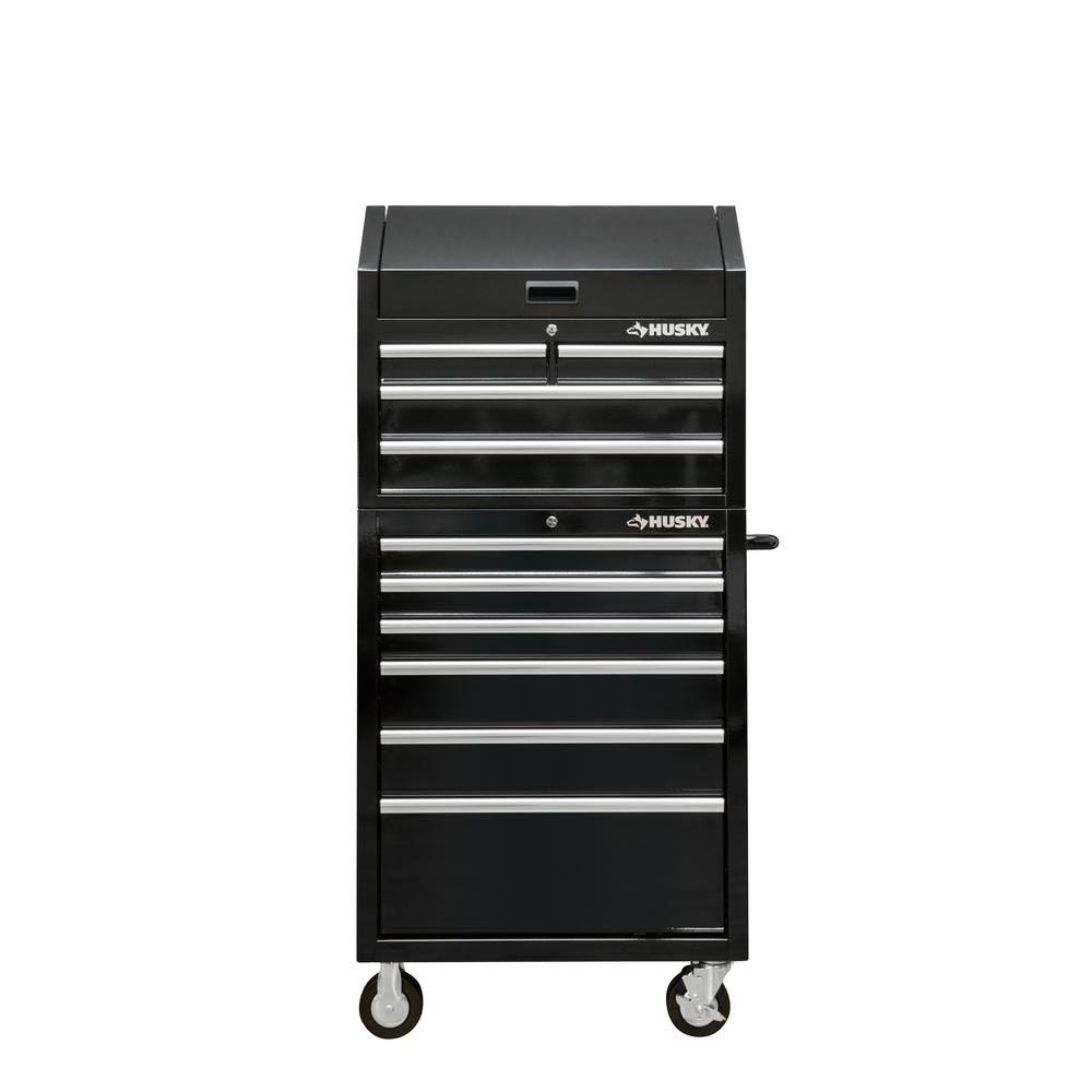 30 in. W 10-Drawer Gloss Black Tool Chest and Rolling Cabinet Set K162