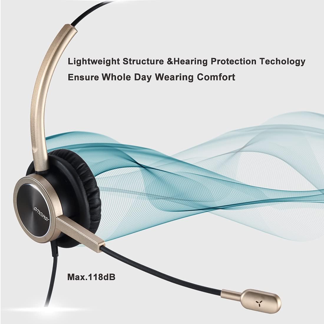 Gold USB Headset with Noise Cancelling Microphone, Pack of 2 O778498