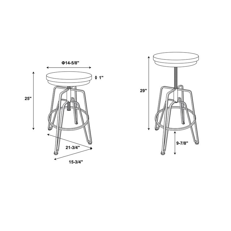 Adjustable Wood and Metal Stool O55557
