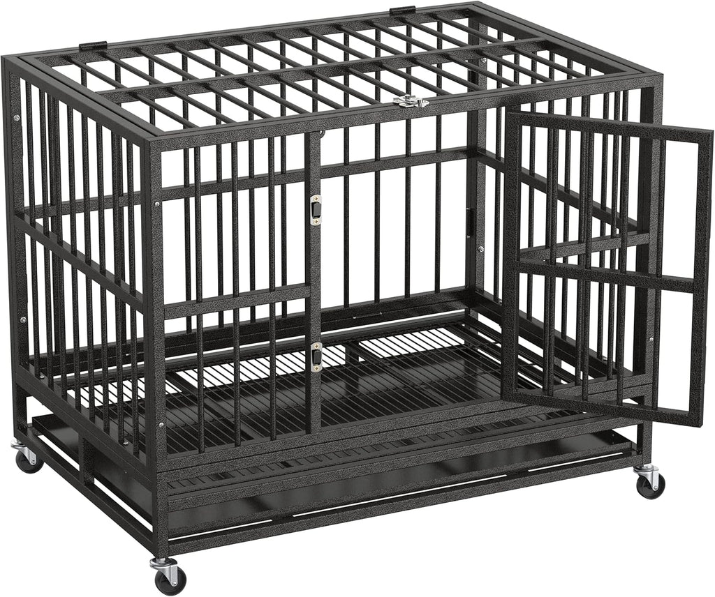 36 Heavy Duty Metal Dog Kennel and Crate, Double Door, Black F386210