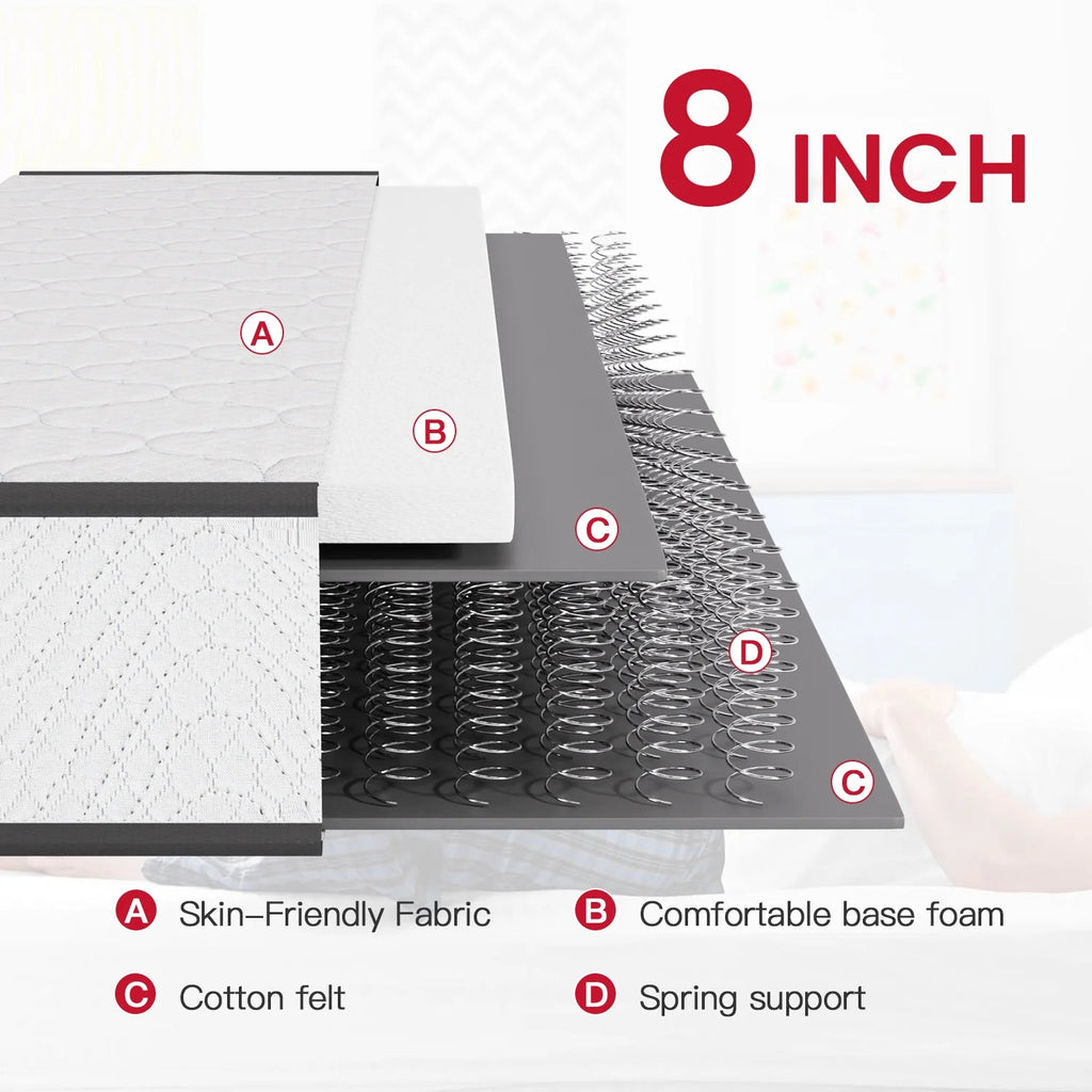 8 Inch Medium Firm Spring Full Size Mattress T6999