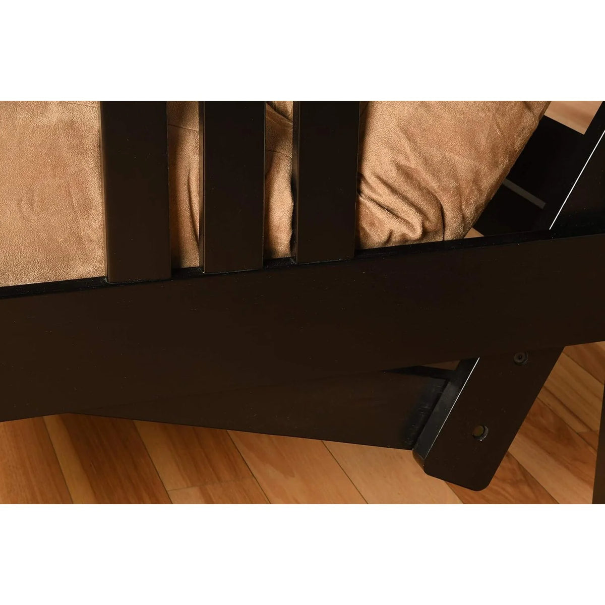 Black Futon Frame with Aqua Linen Mattress J644