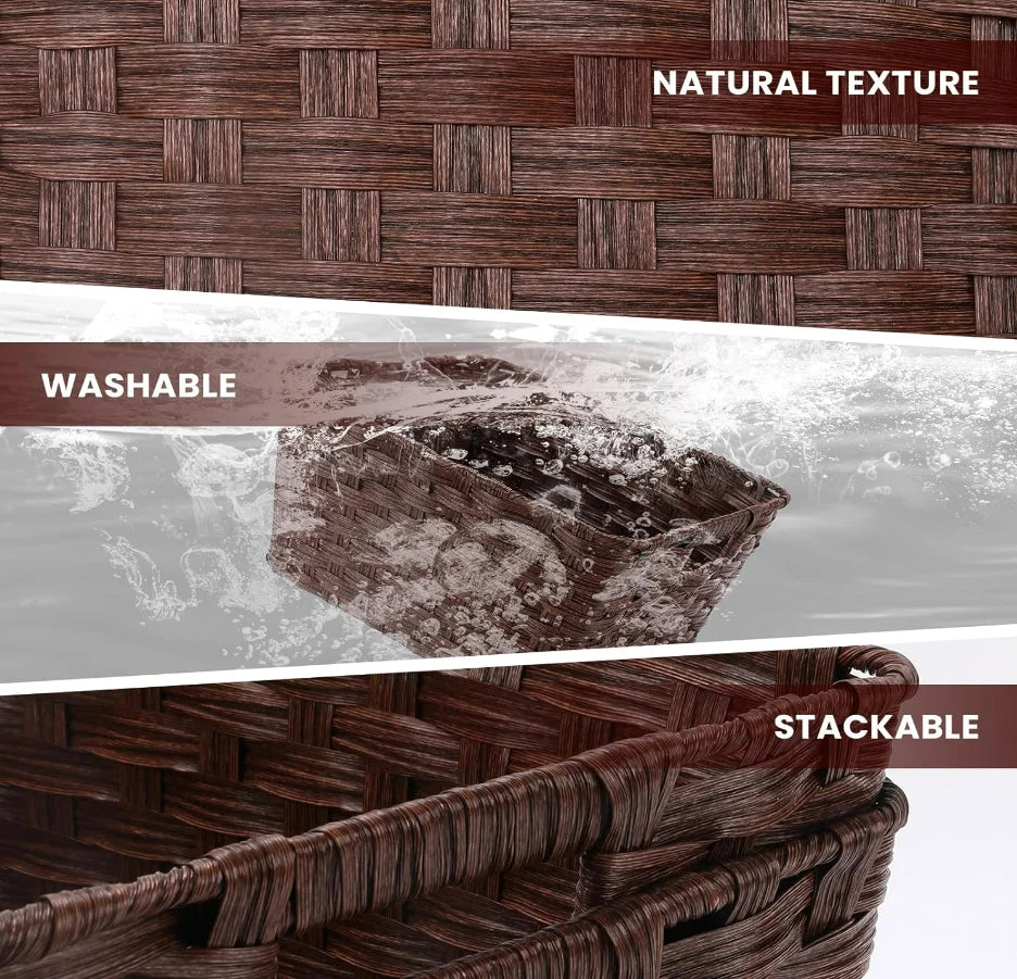 Plastic Storage Baskets, Brown, 2-Pack Q807259