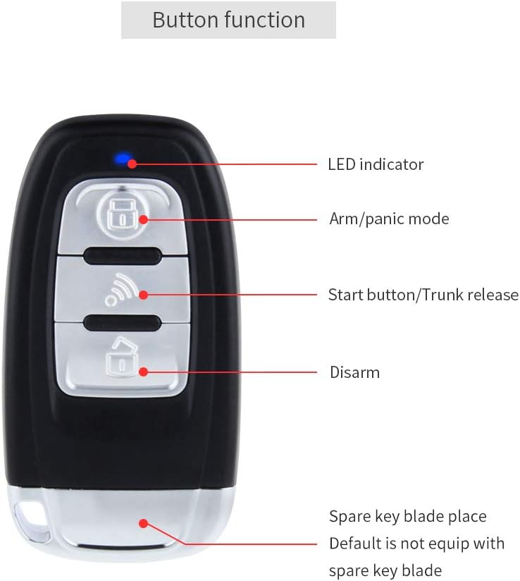Smart Key PKE Car Alarm with Push Engine Start Button DC12V Q36622