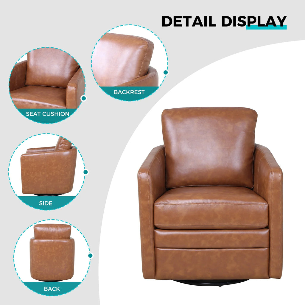Faux Leather Swivel Accent Chair with Arms N1885