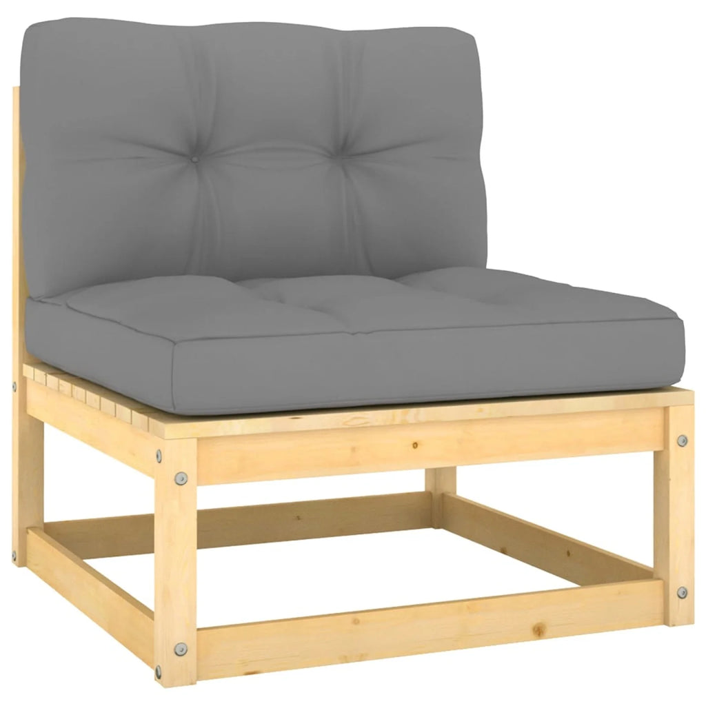 11 Piece Patio Lounge Set with Gray Cushion Pinewood Sectional Outdoor Furniture Set G23314