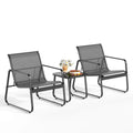 Patio Chairs Set with Glass Coffee Table and Gray Cushion K568994