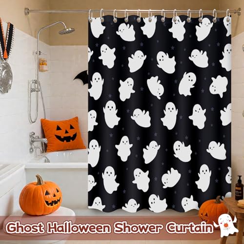 4Pcs Christmas Shower Curtain Set with Non-Slip Rugs, Toilet Lid Cover and Bath Mat G122345