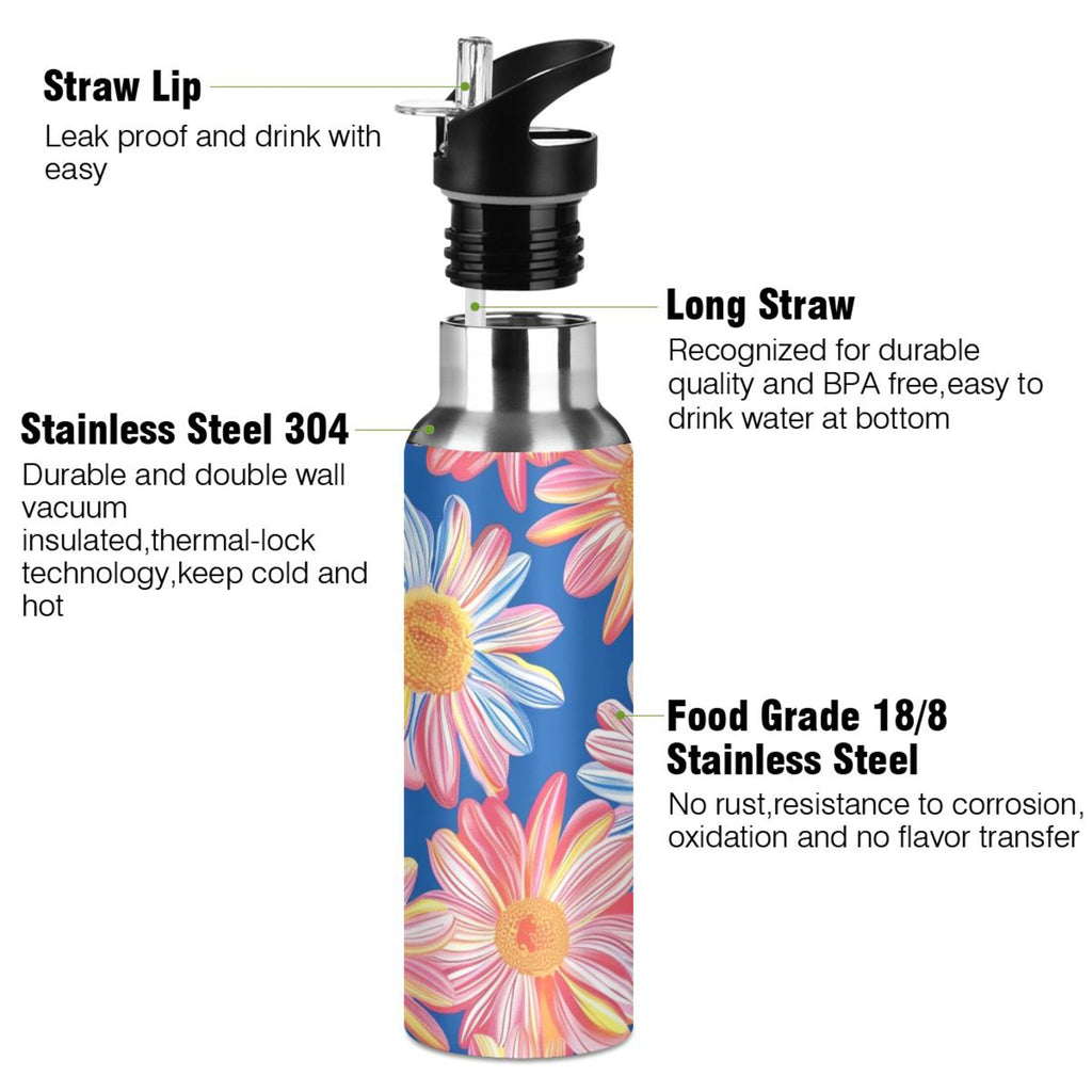 20 oz Insulated Stainless Steel Water Bottle with Straw Lid S30915