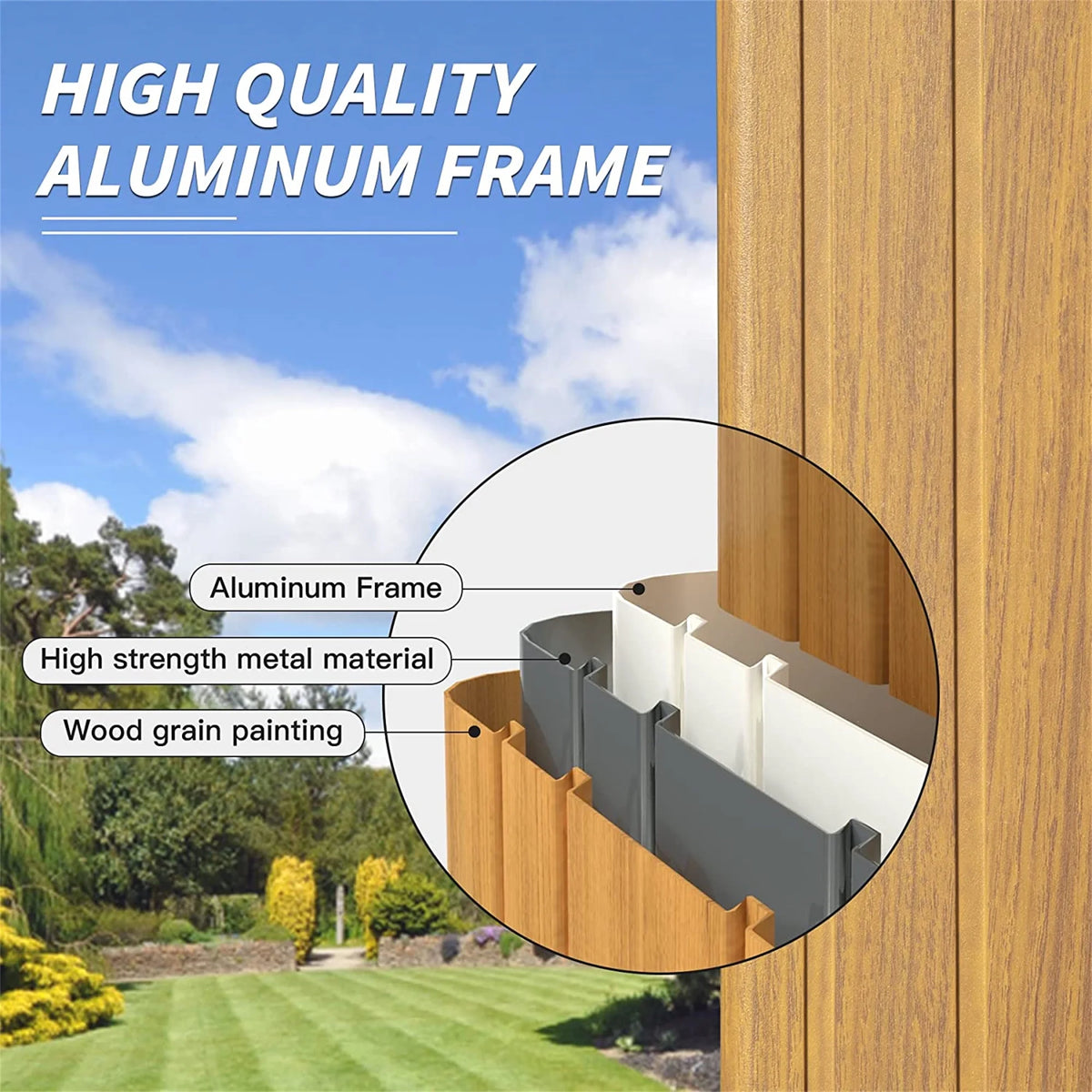Galvanized Steel Gable Roof Gazebo with Wood Grain Aluminum Frame O86235