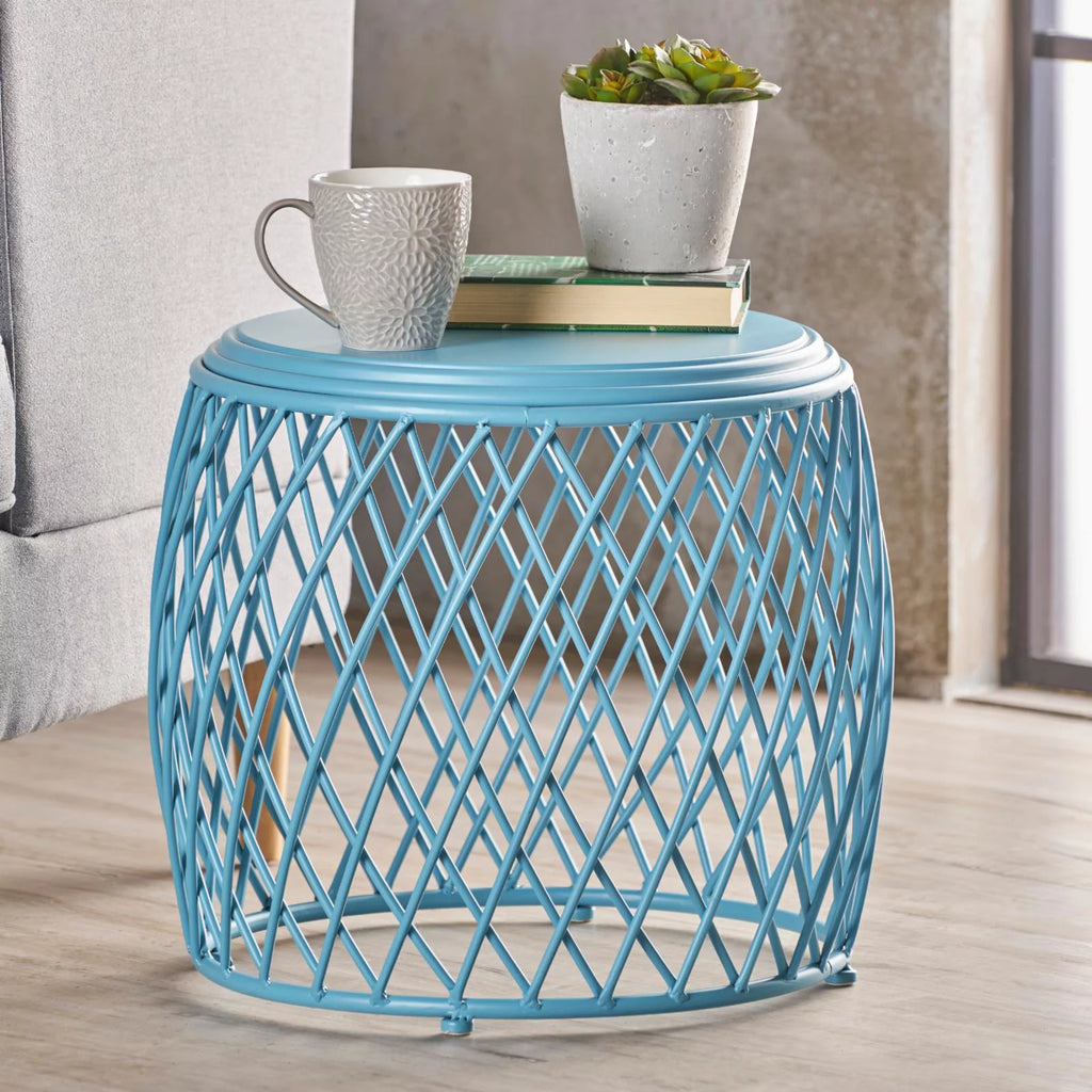 19 Inch Metal Mesh Side Table Y47032
