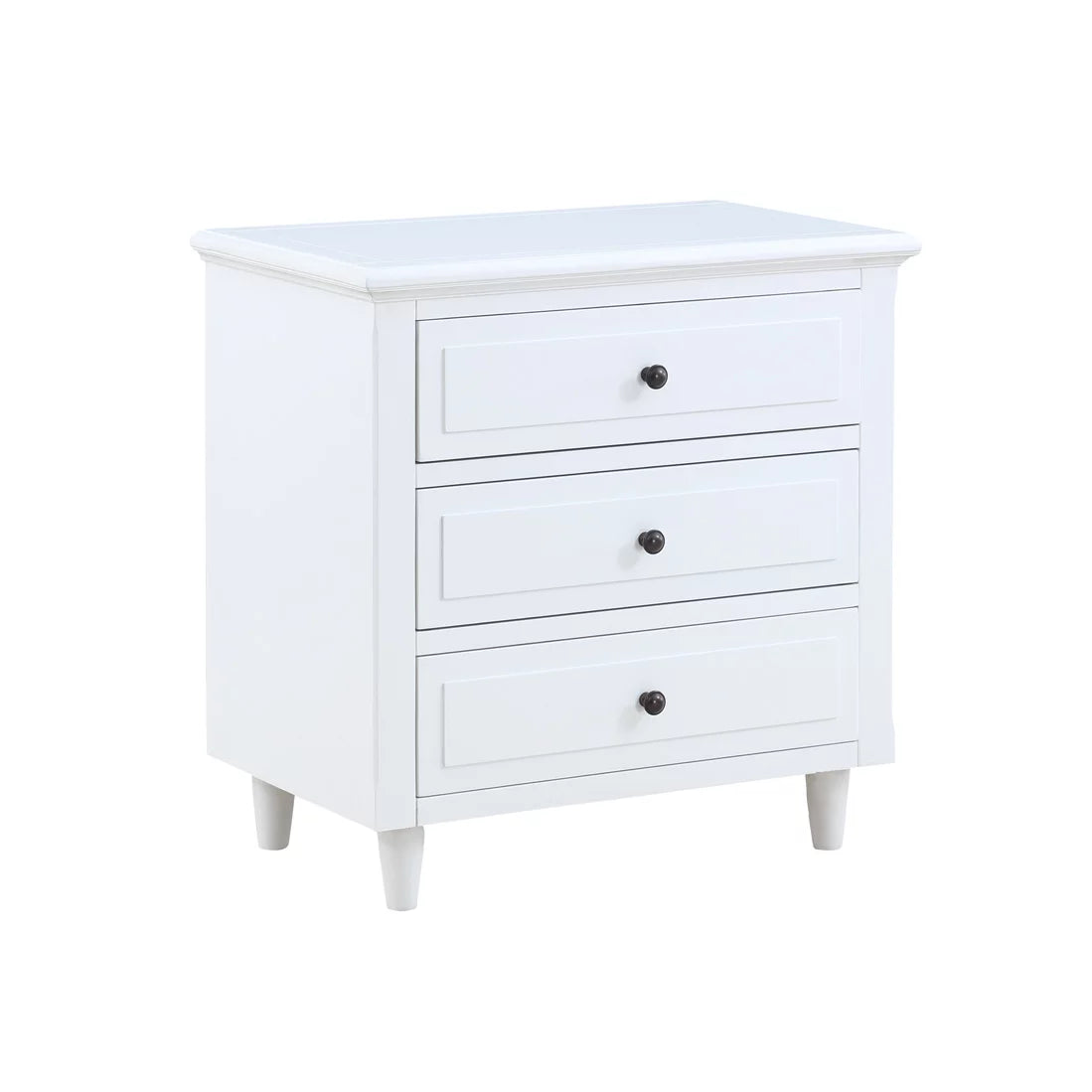 White 3 Drawer Solid Wood Nightstand M462610