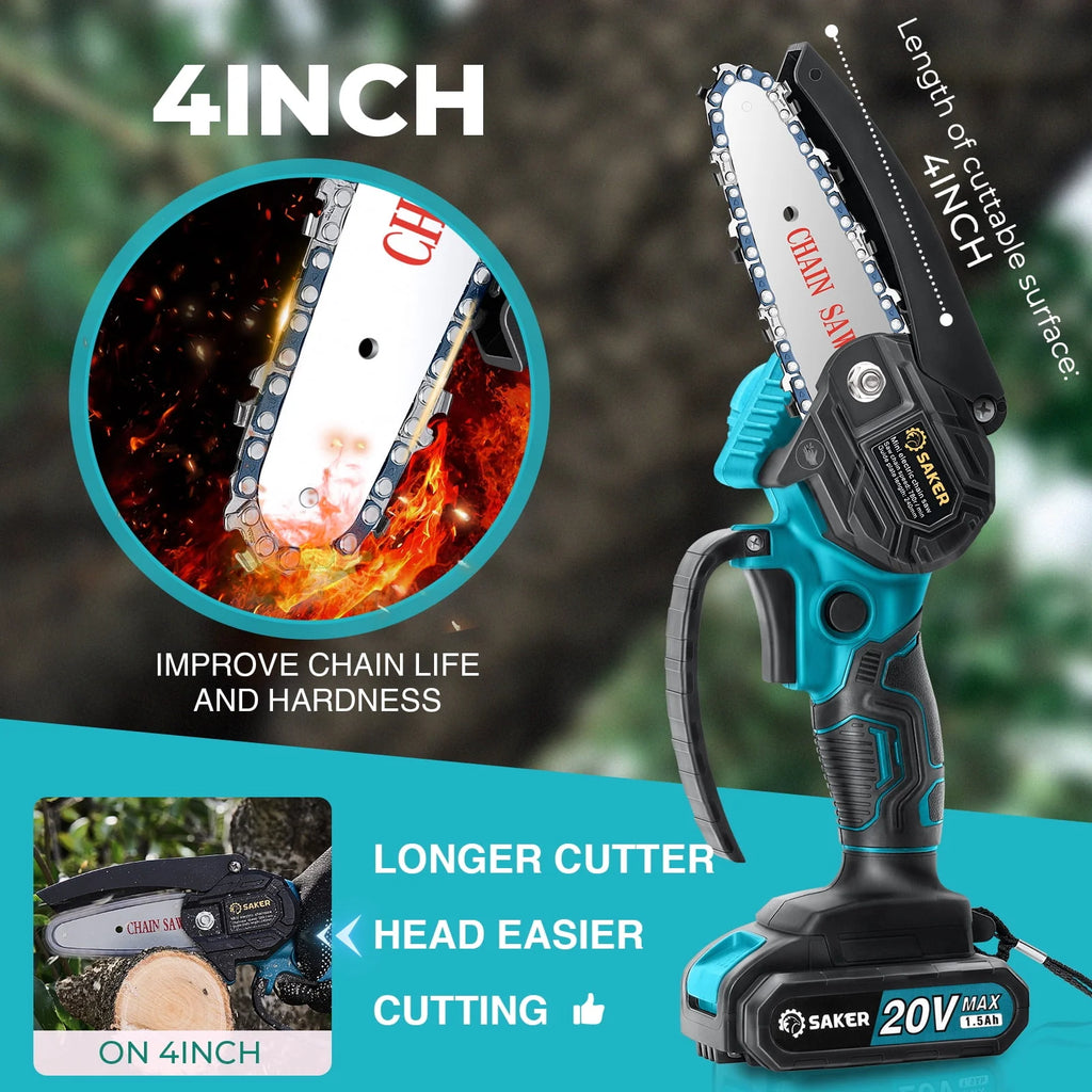 4 Inch Mini Cordless Electric Chainsaw with 2 Batteries R600552