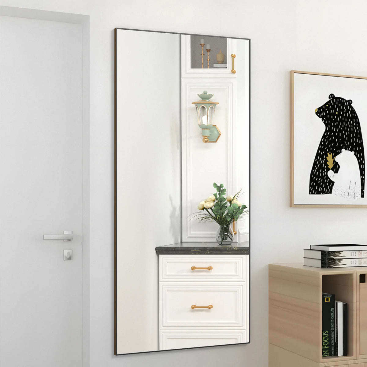 65" × 24" Black Full Length Mirror E8898