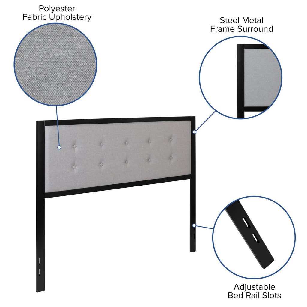 Queen Size Fog Gray Button Tufted Headboard I857