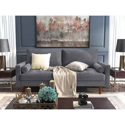 Gray Velvet Square Arm Sofa Y729