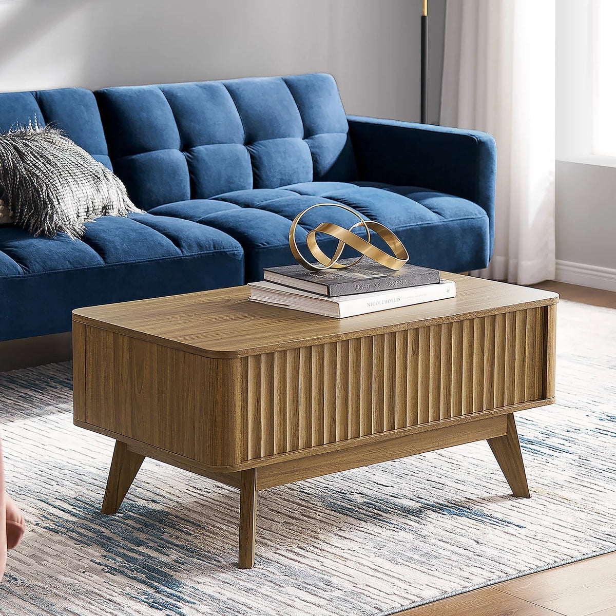 Walnut Lift Top Coffee Table with Storage N6838