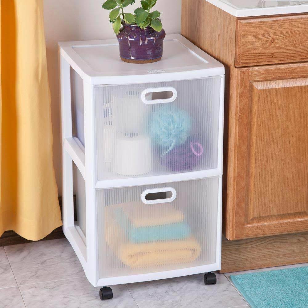 White 2 Drawer Rolling Storage Cart (6 Pack) B2154