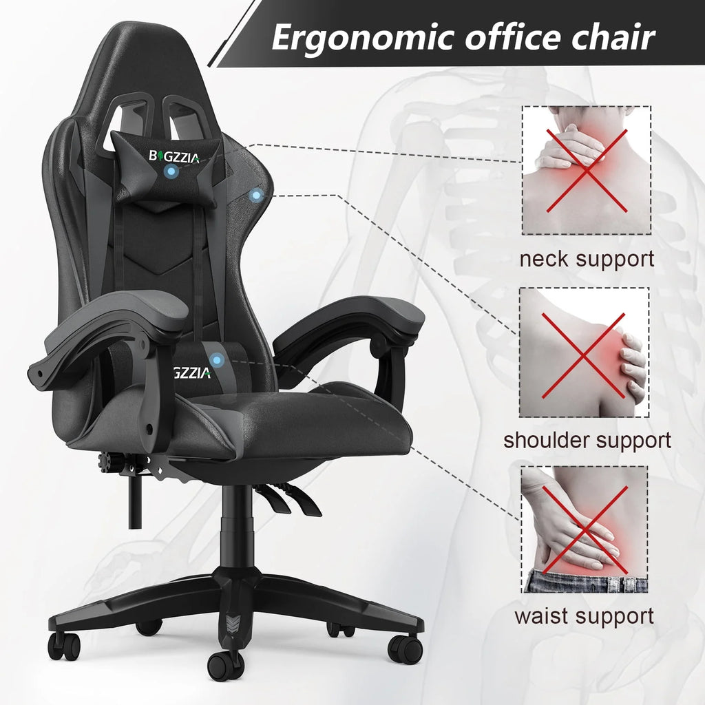 Blue Ergonomic High-Back Gaming Chair with Lumbar Support R7832