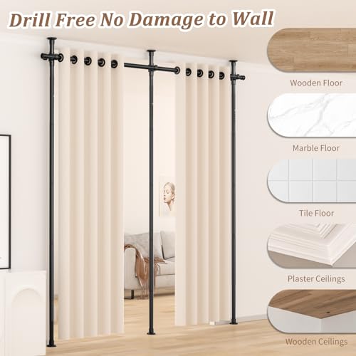 Adjustable Metal Tension Curtain Rod Room Divider S942