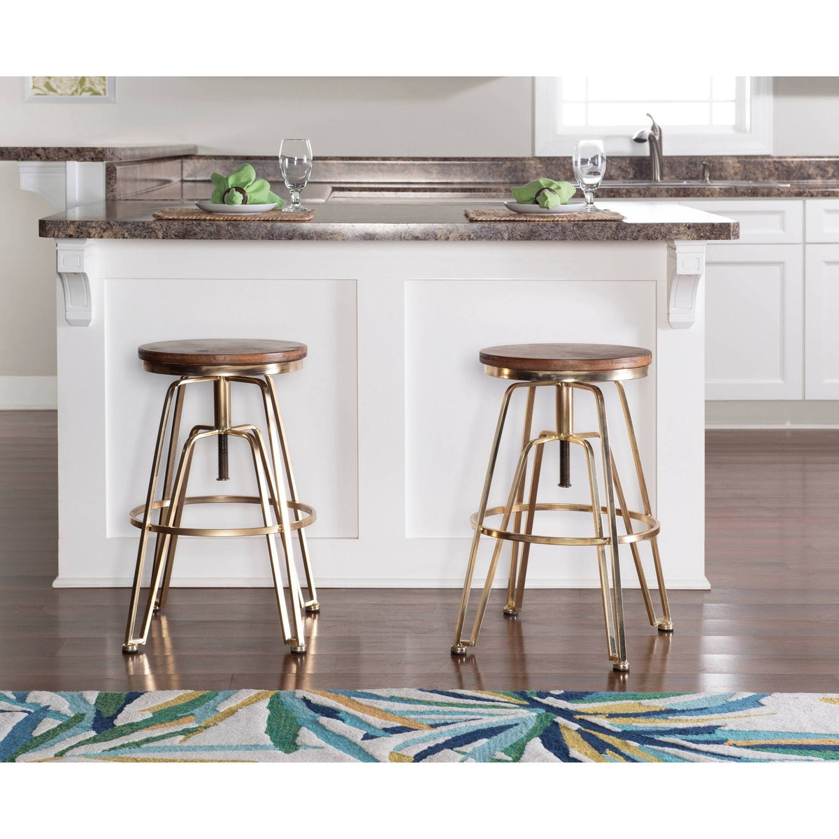 Adjustable Wood and Metal Stool O55557