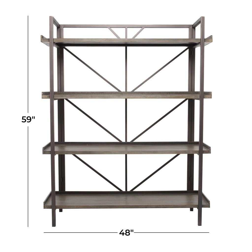 48" x 59" Brown Metal 4-Tier Shelving Unit B2808