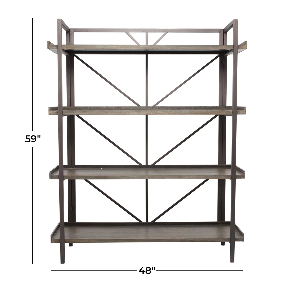 48" x 59" Brown Metal 4-Tier Shelving Unit B2808