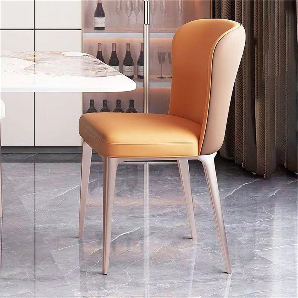 Set of 2 Faux Leather Upholstered Armless Side Chairs with Metal Legs N28857
