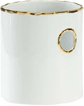 White Metallic Gold Details Black Ceramic Cachepot D34609