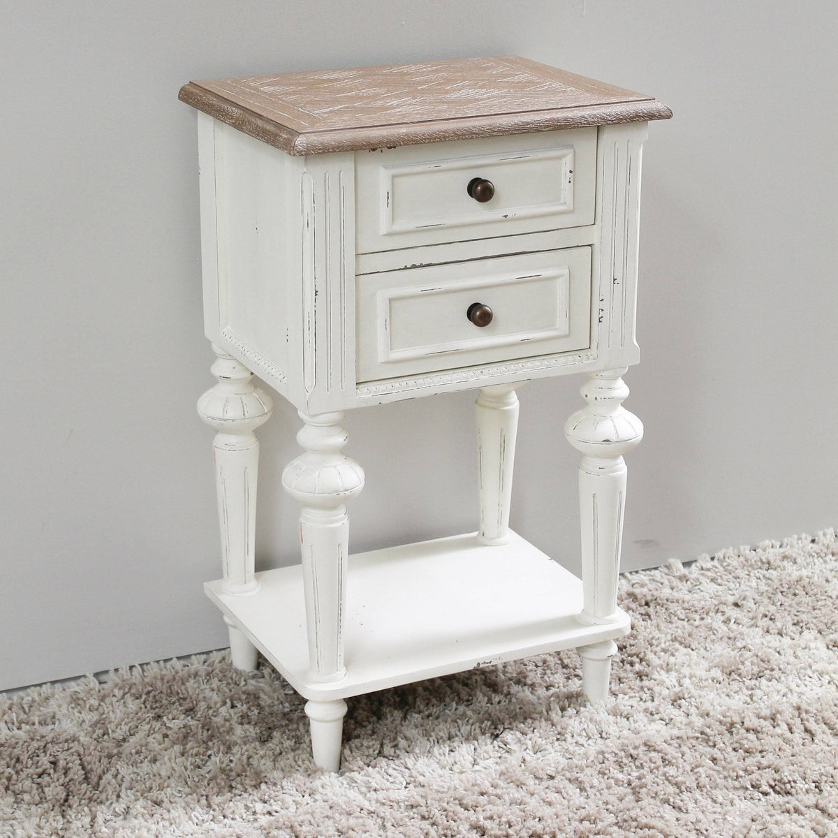 Oak Veneer Two-Drawer Side Table B873