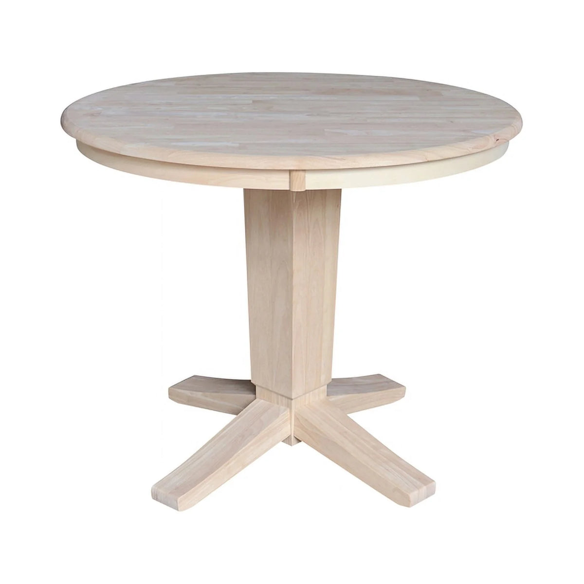 Unfinished Solid Wood Pedestal Dining Table with 2 Chairs H59718