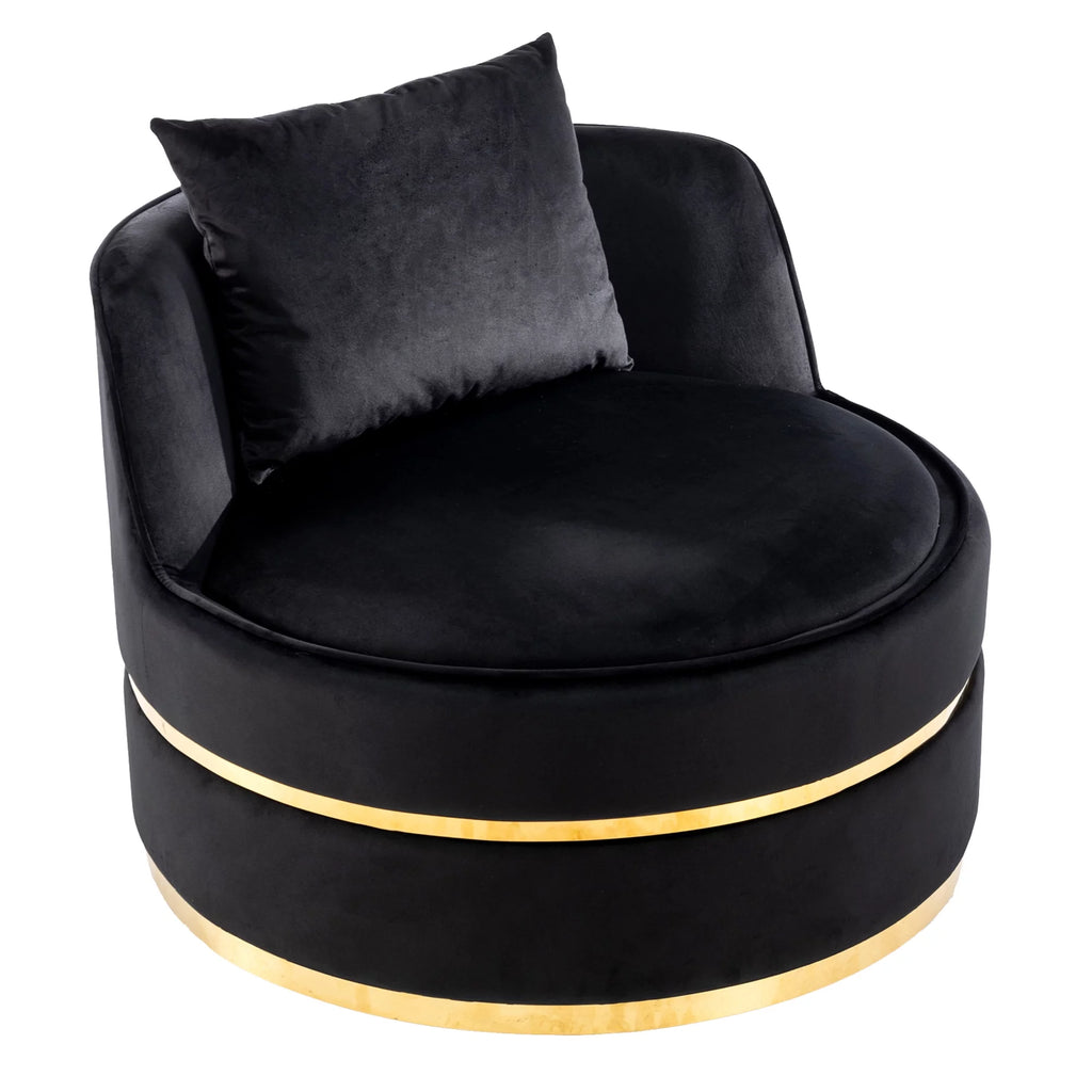 Black Velvet Swivel Barrel Chair O66248