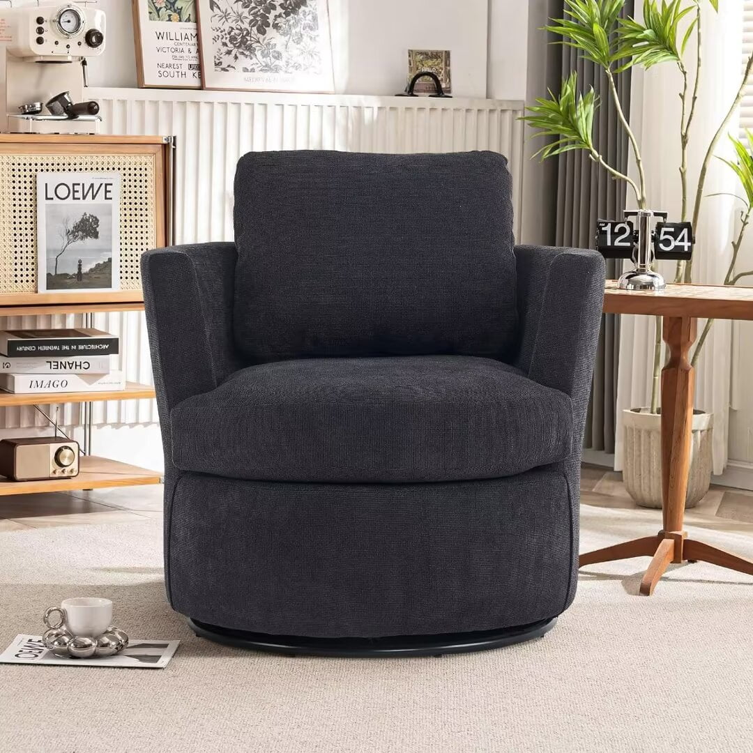 Black Upholstered Swivel Accent Chair S907504
