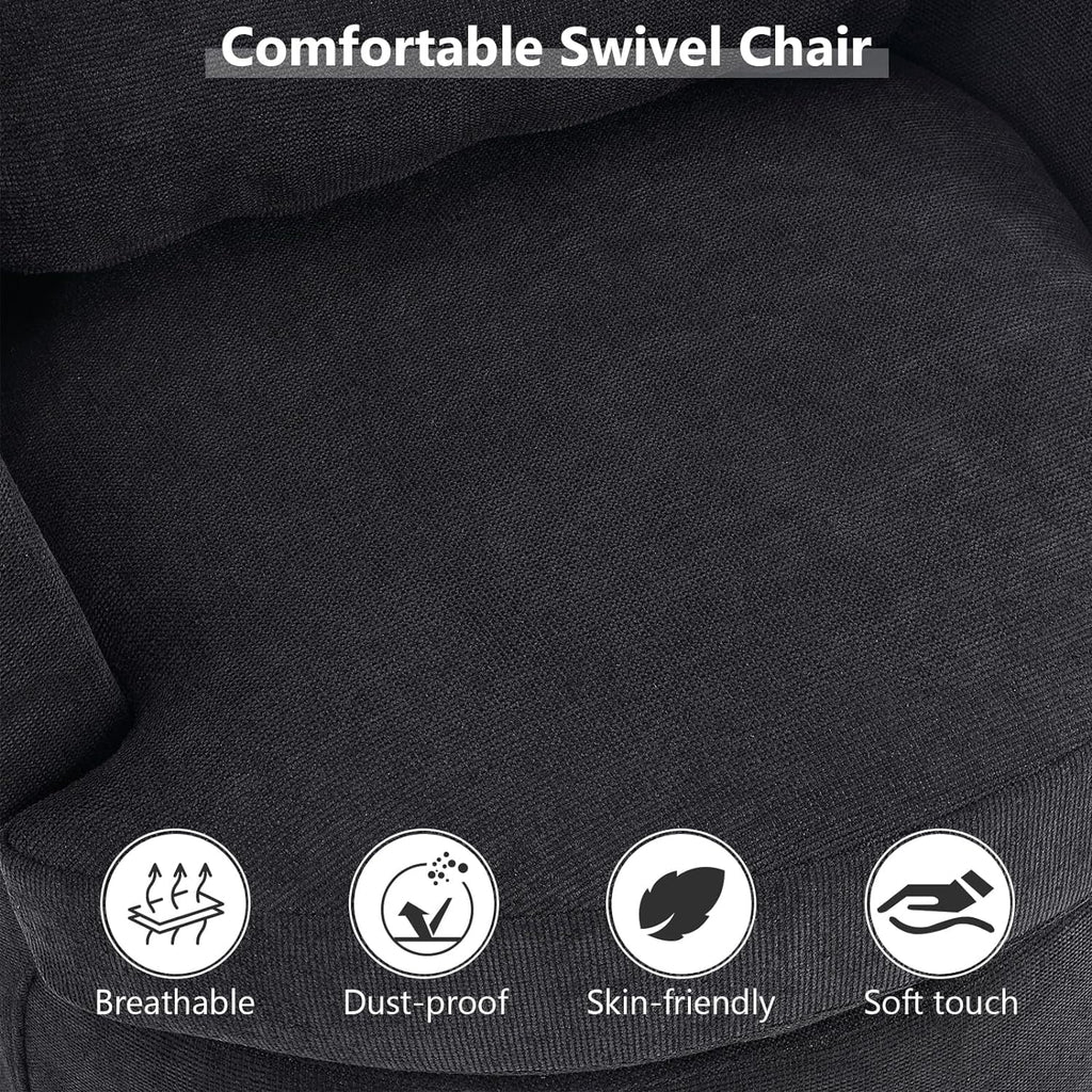 Black Upholstered Swivel Accent Chair S907504
