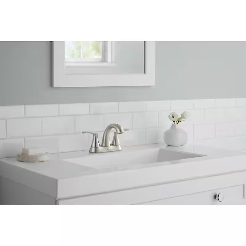 4 in. Centerset Double-Handle High-Arc Bathroom Faucet in Brushed Nickel A236