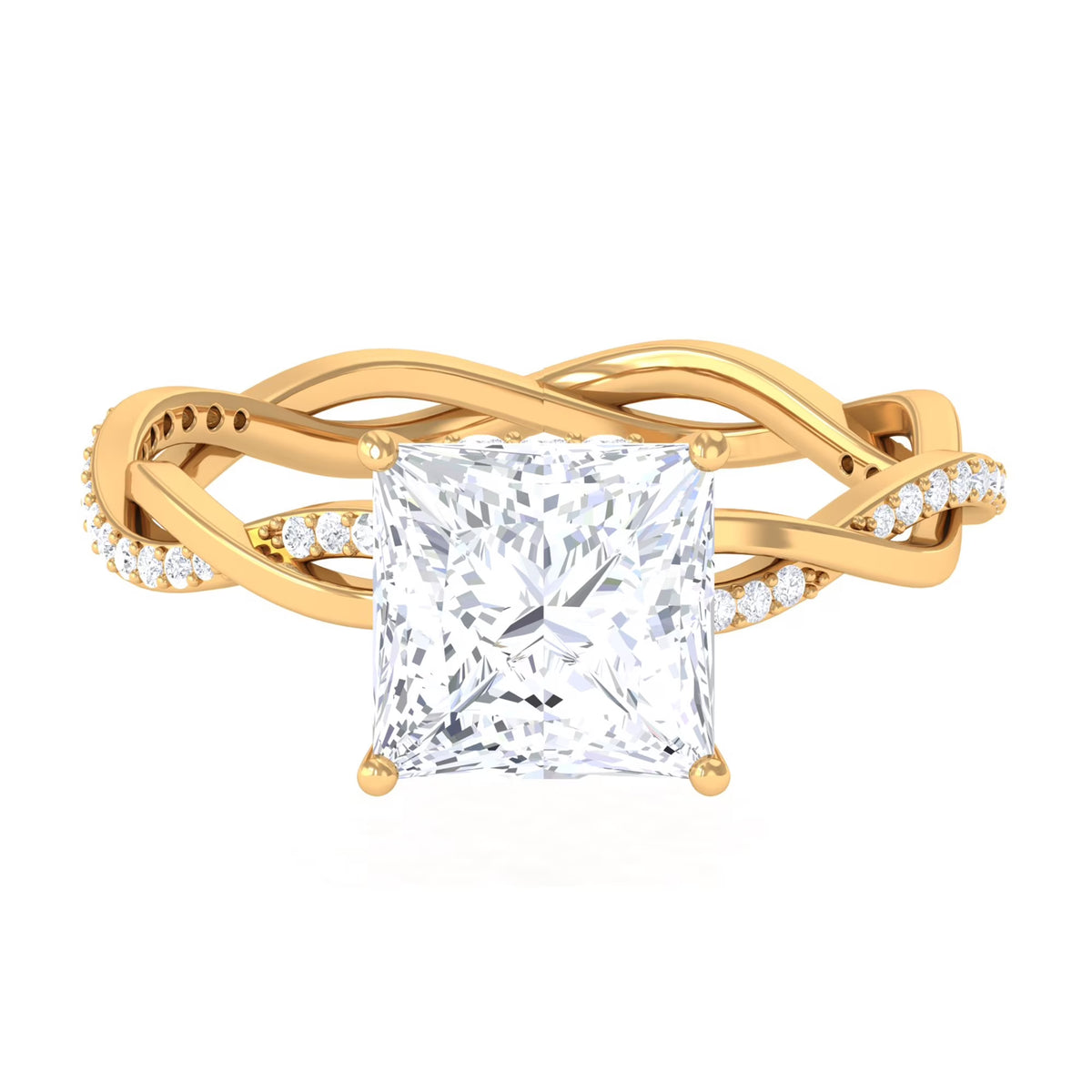 10K Yellow Gold Princess Cut Moissanite Engagement Ring B96579