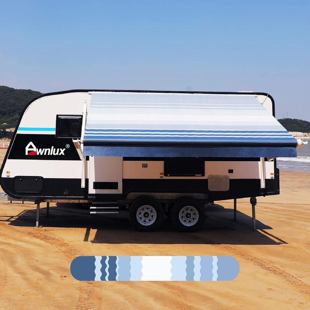 Ocean Blue 12' 4-Ply Vinyl RV Awning Fabric Replacement C929