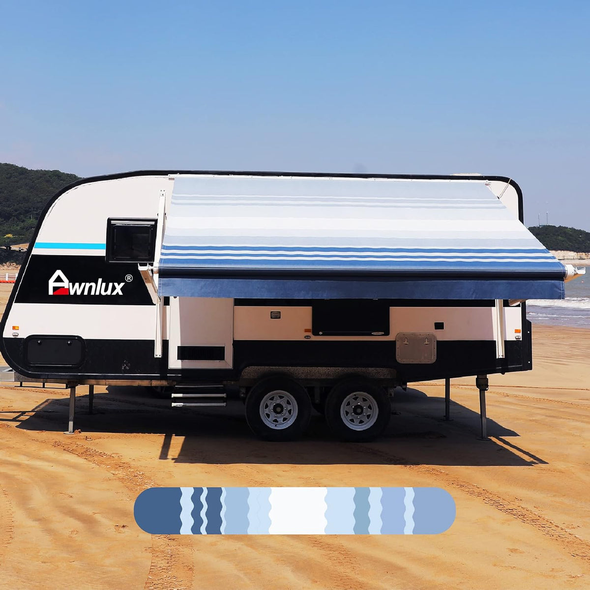 Ocean Blue 12' 4-Ply Vinyl RV Awning Fabric Replacement C929