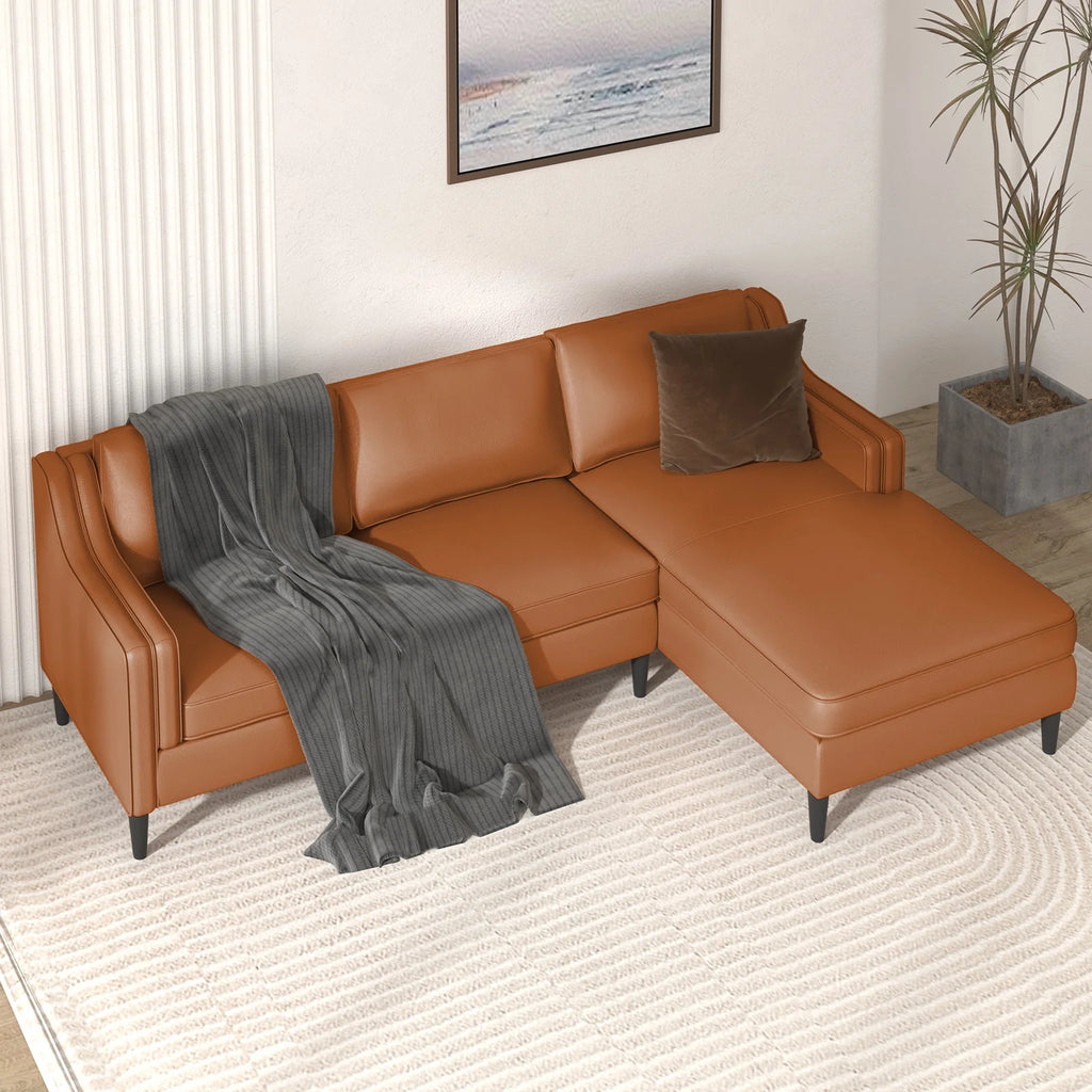Leather Sectional Sofa with Right Facing Chaise N469