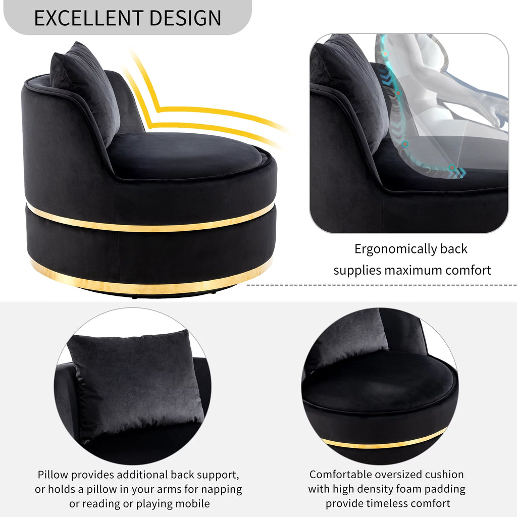 Black Velvet Swivel Barrel Chair O66248