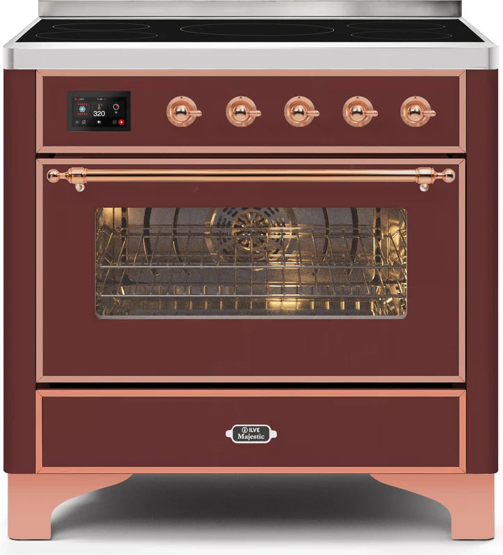 Burgundy Copper Trim 36 Induction Range with Electric Oven N170311