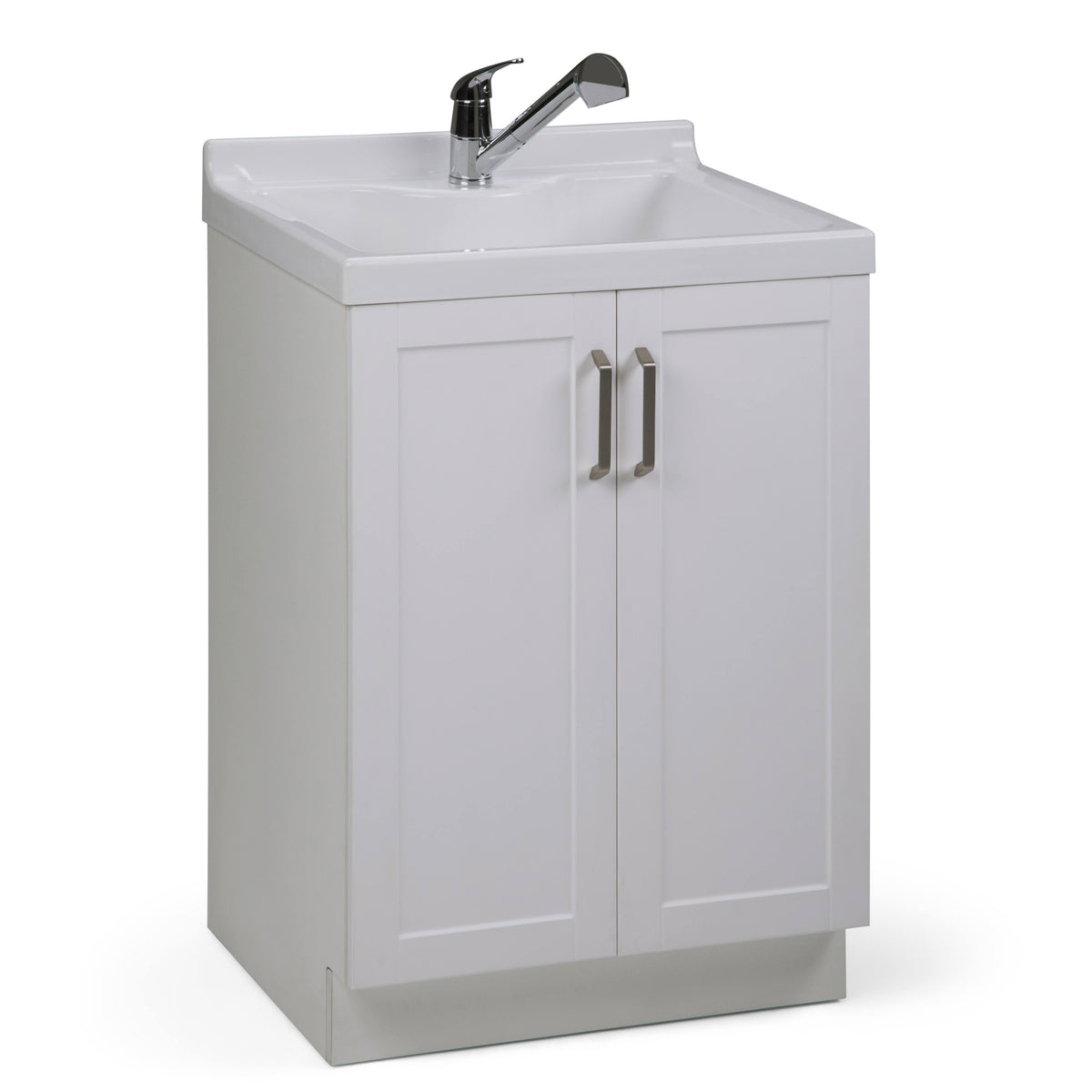 White 24 inch Laundry Cabinet with Pull-Out Faucet and ABS Sink T337