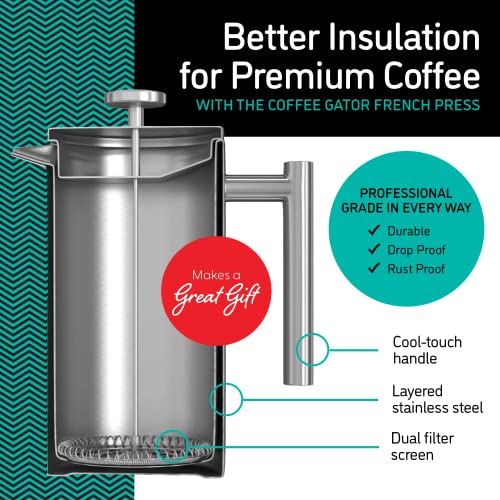 34oz Double Insulated Stainless Steel French Press F12220