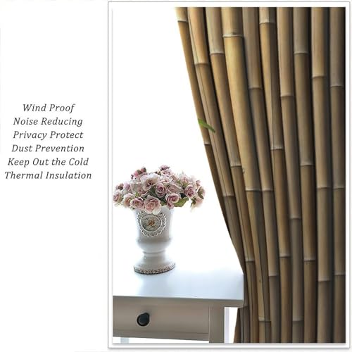 Blackout Bamboo Print Curtains 52" W X 84" L H651264