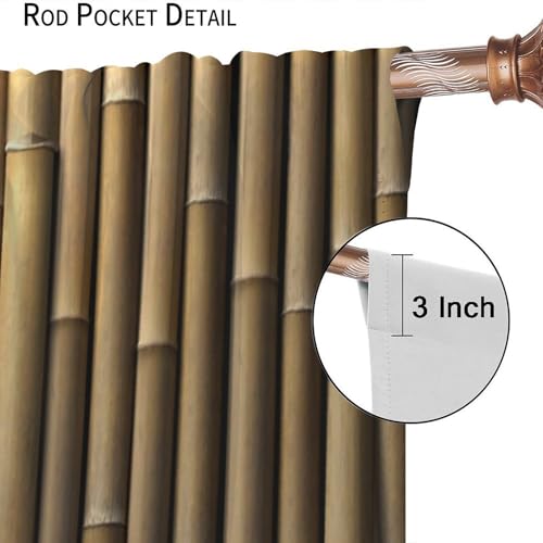 Blackout Bamboo Print Curtains 52" W X 84" L H651264