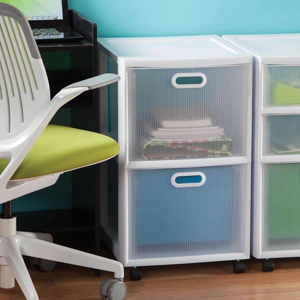 White 2 Drawer Rolling Storage Cart (6 Pack) B2154