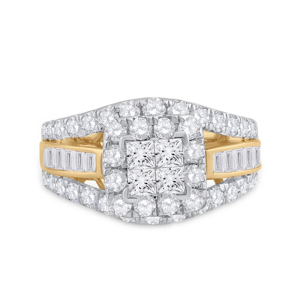 14kt Yellow Gold Princess Diamond Cluster Ring Size 6 K1388