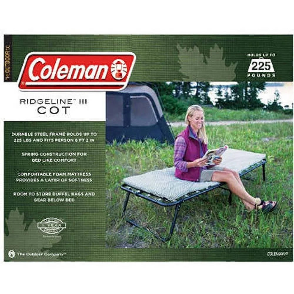 Camping Cot with Foam Sleeping Pad, 26 x 13 x 75 in, Green Z289404