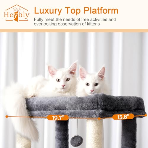 68.1-inch Tall Cat Tree with Sisal-Covered Scratching Posts, Smoky Gray J270